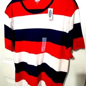Brand New Men's 2XL Old Navy Red, White &Blue Stripe Shirt.
